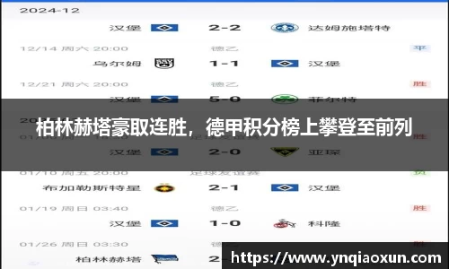 柏林赫塔豪取连胜，德甲积分榜上攀登至前列